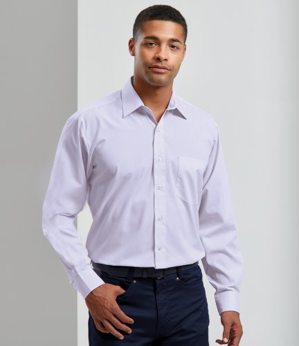 Premier Long Sleeve Poplin Shirt: Dark Grey: 15